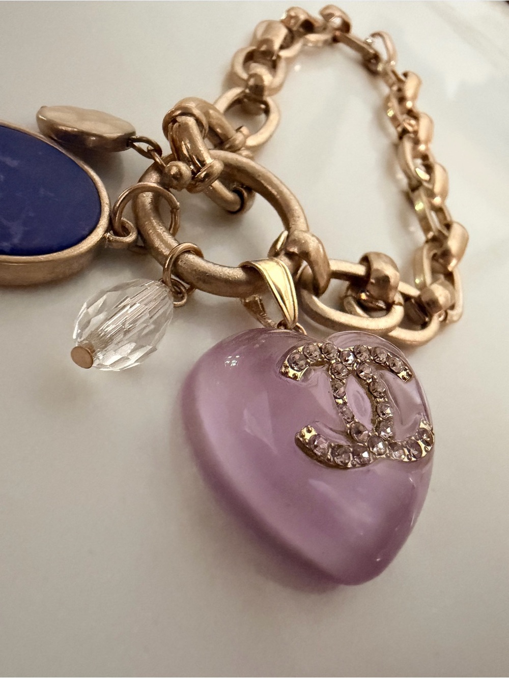 Lavender Heart Charm Bracelet